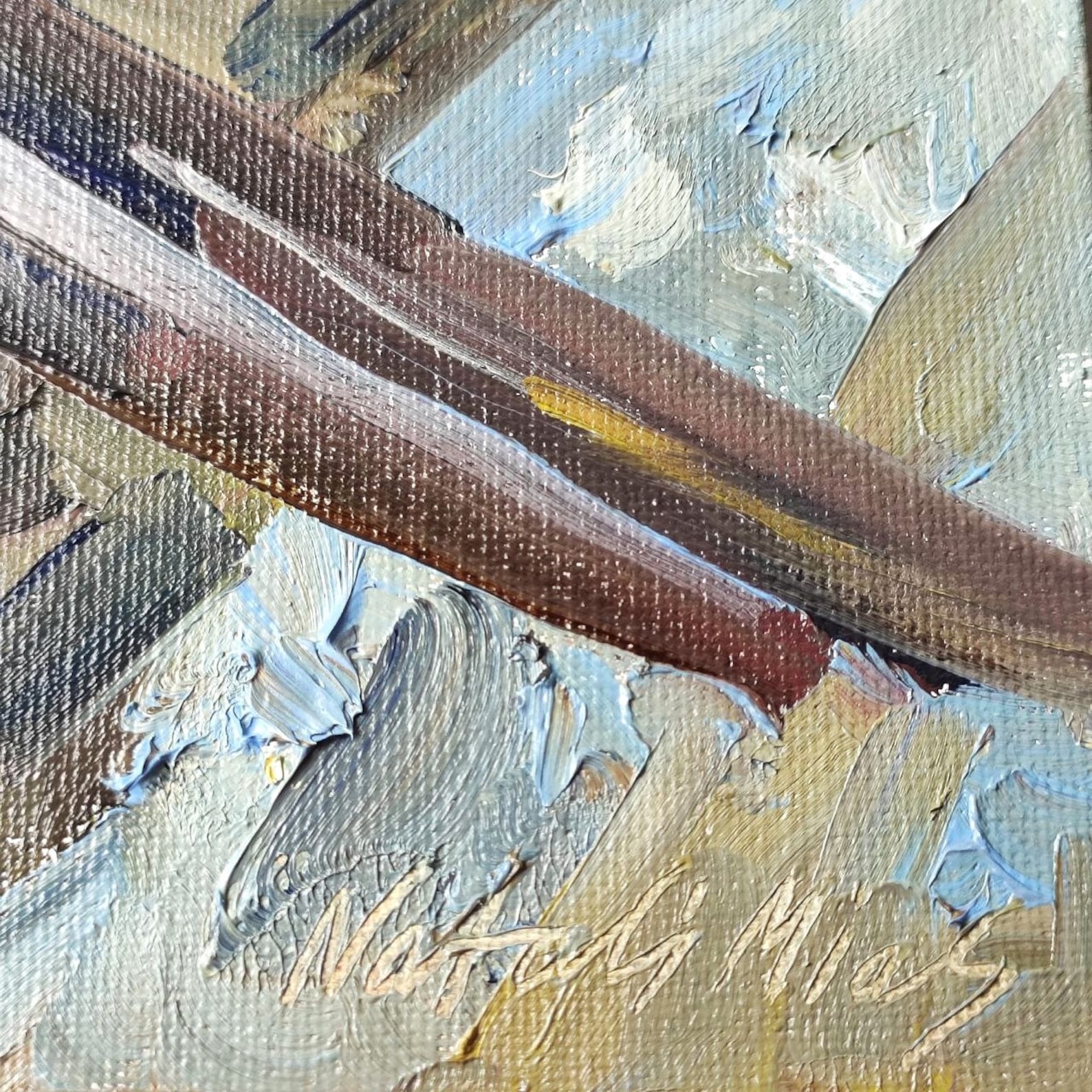 Magpie Work Magpie Original Oil Painting 8x12'' Bird Painting Bird Wall Art Magpie ...
