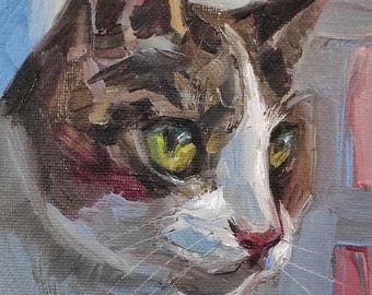Custom Cat portrait Original oil painting Custom Pet Portrait Oil Painting, Hand-Painted from Photo, Cat Memorial Gift