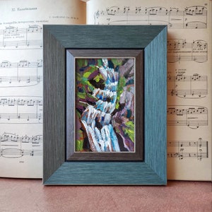 Cachoeira. Pintura a óleo original emoldurada. Pintura a óleo de floresta. Pintura de cachoeira pequena pintura floresta cachoeira arte