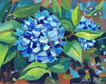 Blue hydrangea art-print of original oil painting-hydrangea art