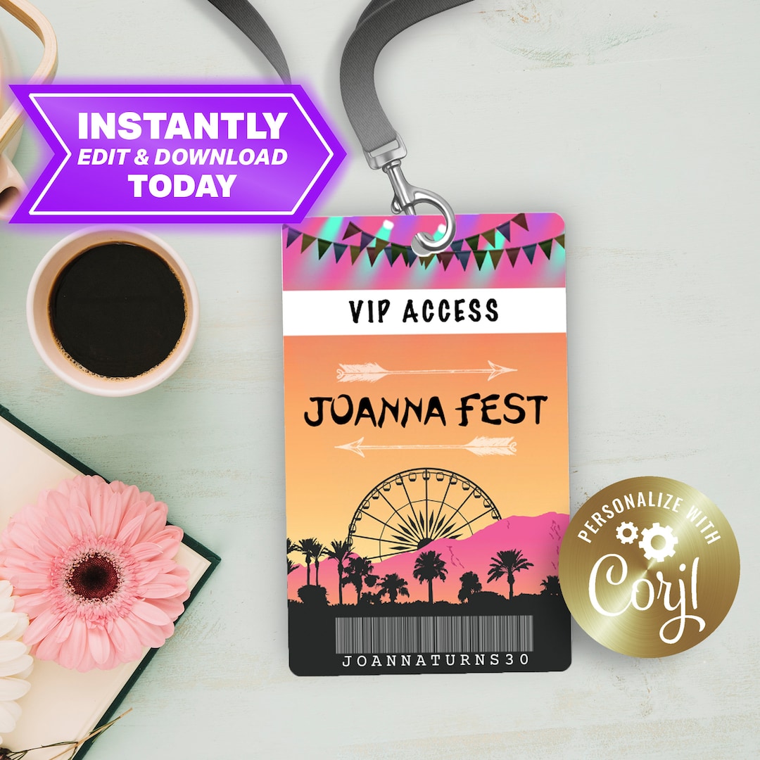 Music Festival LANIARDS Birthday Party Laniards Music Festival Editable ...