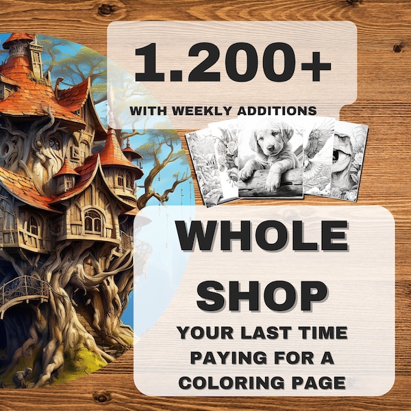 2000+ Coloring Pages Whole Shop Bundle PLUS Tile Style Posters / Includes Grayscale / Ultra HD images Download ready (evergreen updates)