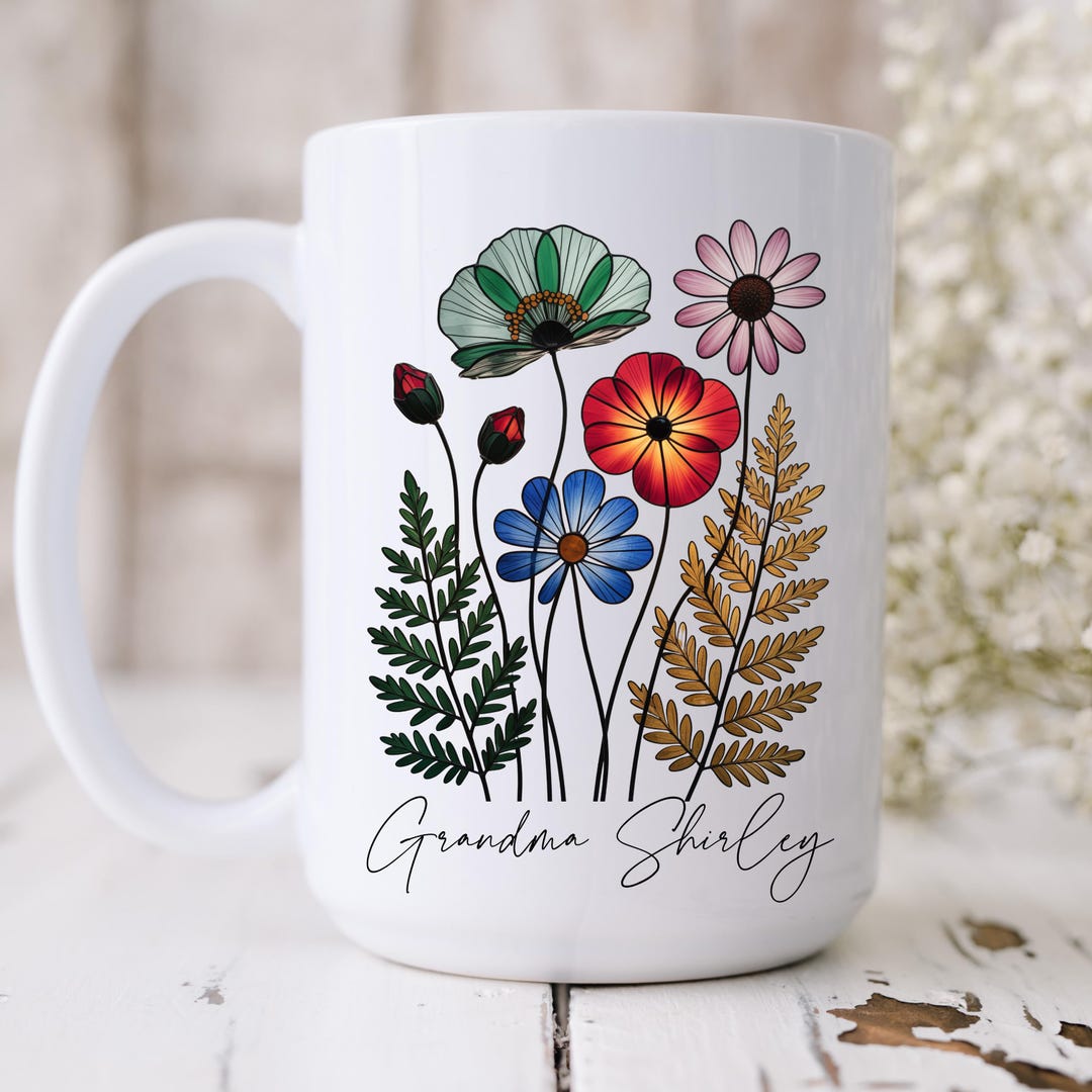 Wildflower Bouquet Mug | Botanical Floral Ceramic Mug - Etsy
