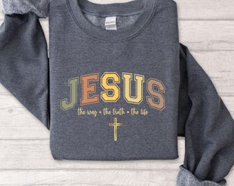 Sudadera con cuello redondo cristiano retro de Jesús, el camino, la verdad y la vida