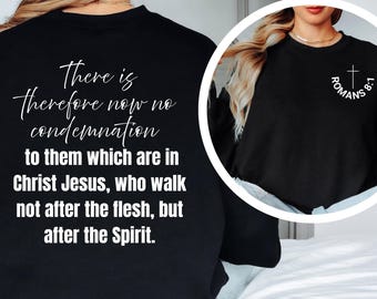 Romans 8:1 Christian Sweatshirt - Unisex Scripture Crewneck