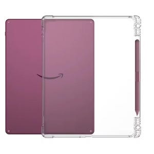 Puede incluir: Una tableta de color ciruela con un logotipo de flecha curva en la parte posterior, junto con una funda protectora transparente que incluye una ranura lateral dedicada para un l&aacute;piz &oacute;ptico a juego. La funda tiene esquinas reforzadas.
