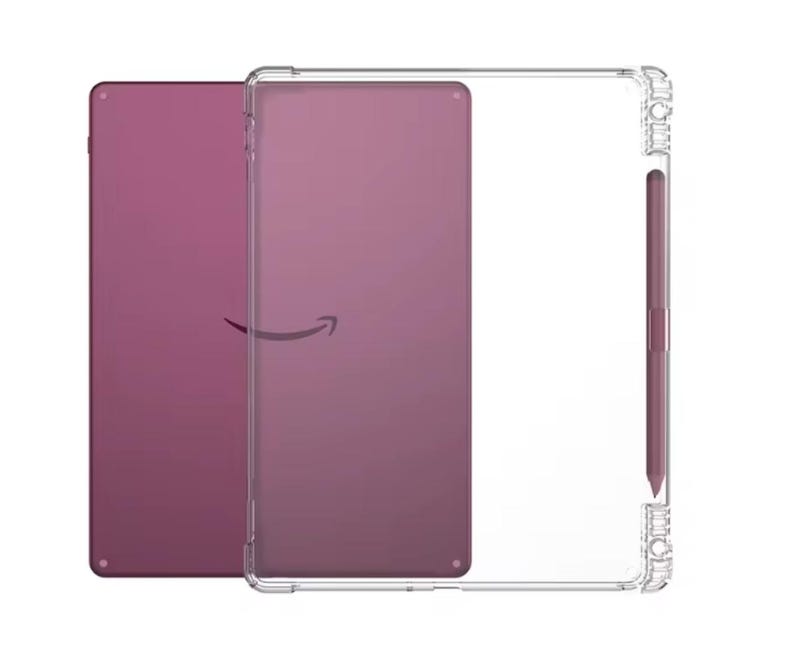 Puede incluir: Una tableta de color ciruela con un logotipo de flecha curva en la parte posterior, junto con una funda protectora transparente que incluye una ranura lateral dedicada para un l&aacute;piz &oacute;ptico a juego. La funda tiene esquinas reforzadas.