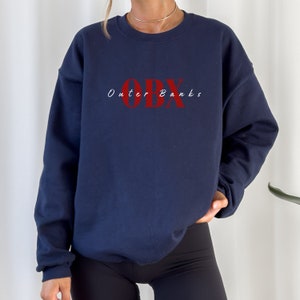 OBX Outer Banks Crewneck Sweatshirt, Outer Banks North Carolina Sweatshirt, Navy Crewneck Sweatshirt, Beach Sweatshirt, Coastal Sweatshirt