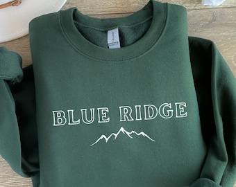 Blue Ridge Mountains Crewneck Sweatshirt, Blue Ridge Sweatshirt, Blue Ridge Forest Green Sweatshirt, Blue Ridge Navy Blue Sweatshirt