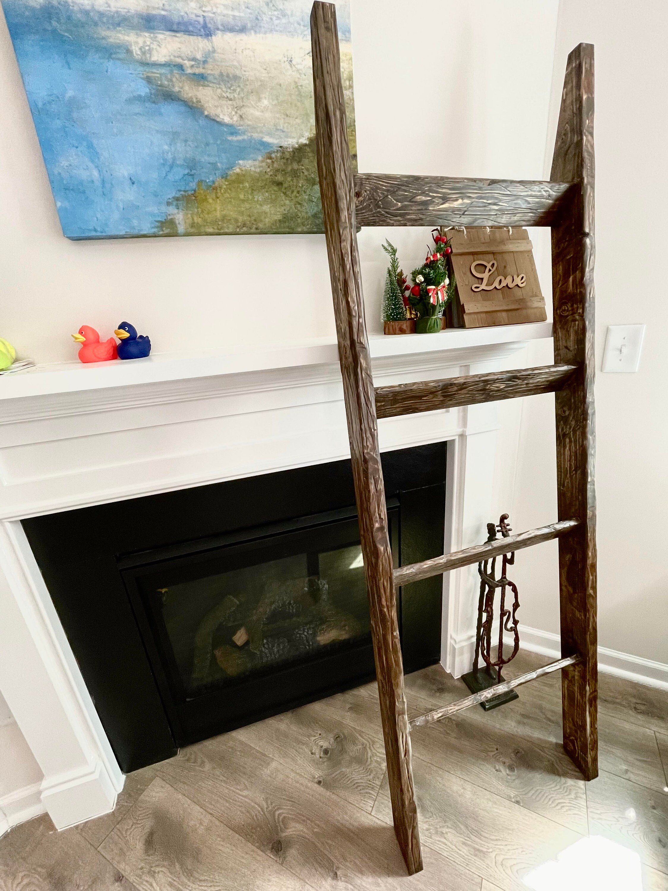Modern Rustic-handcrafted Farmhouse Blanket Ladder/decorative Ladder, 5 ...