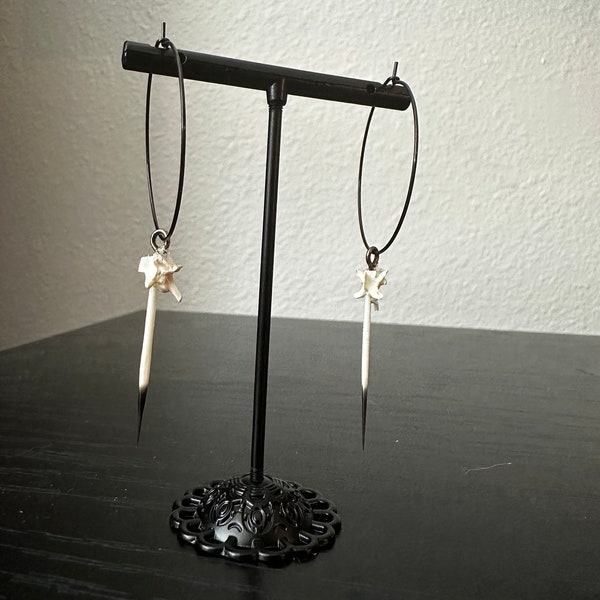 Rattlesnake Vertebrae & Porcupine Quill Earrings