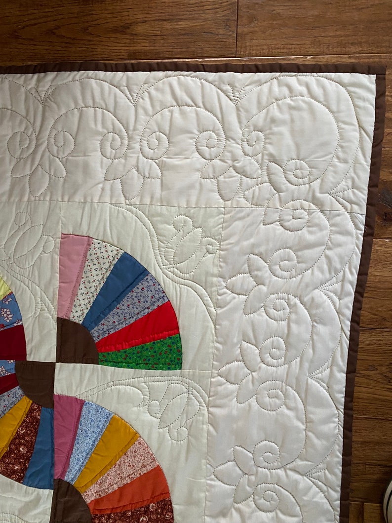 Vintage Quilt Fan Pattern Signed and Dated Etsy