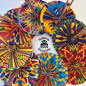 African Kente Fan | African Folding Hand Fan | Kente Fabric Fan | Kente Hand Fan | African Fold Fan | Kente Fan