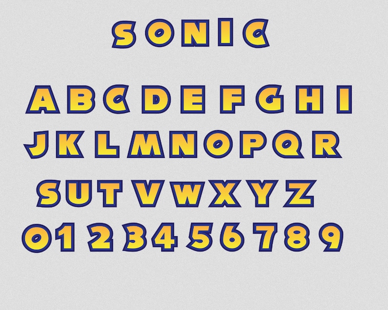 Sonic Font Alphabet Svg Png Pdf INSTANT DOWNLOAD - Etsy
