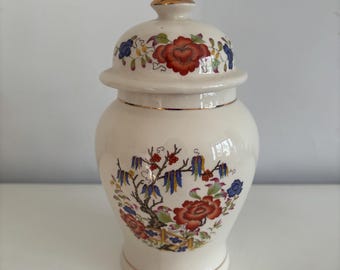 Vintage Sadler Oriental Garden Lidded Ginger Jar - Peony Design