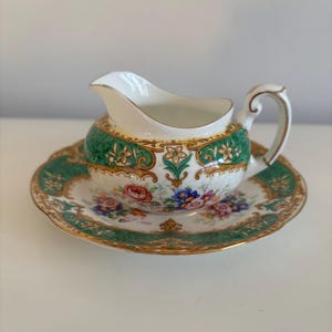 Vintage Paragon Hamilton Green Small Milk Jug And Plate - c1920