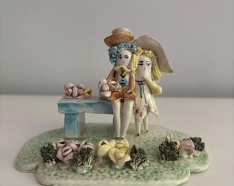 Vintage Zampiva Italian Style Couple Figurine - Whimsical Art Collectable