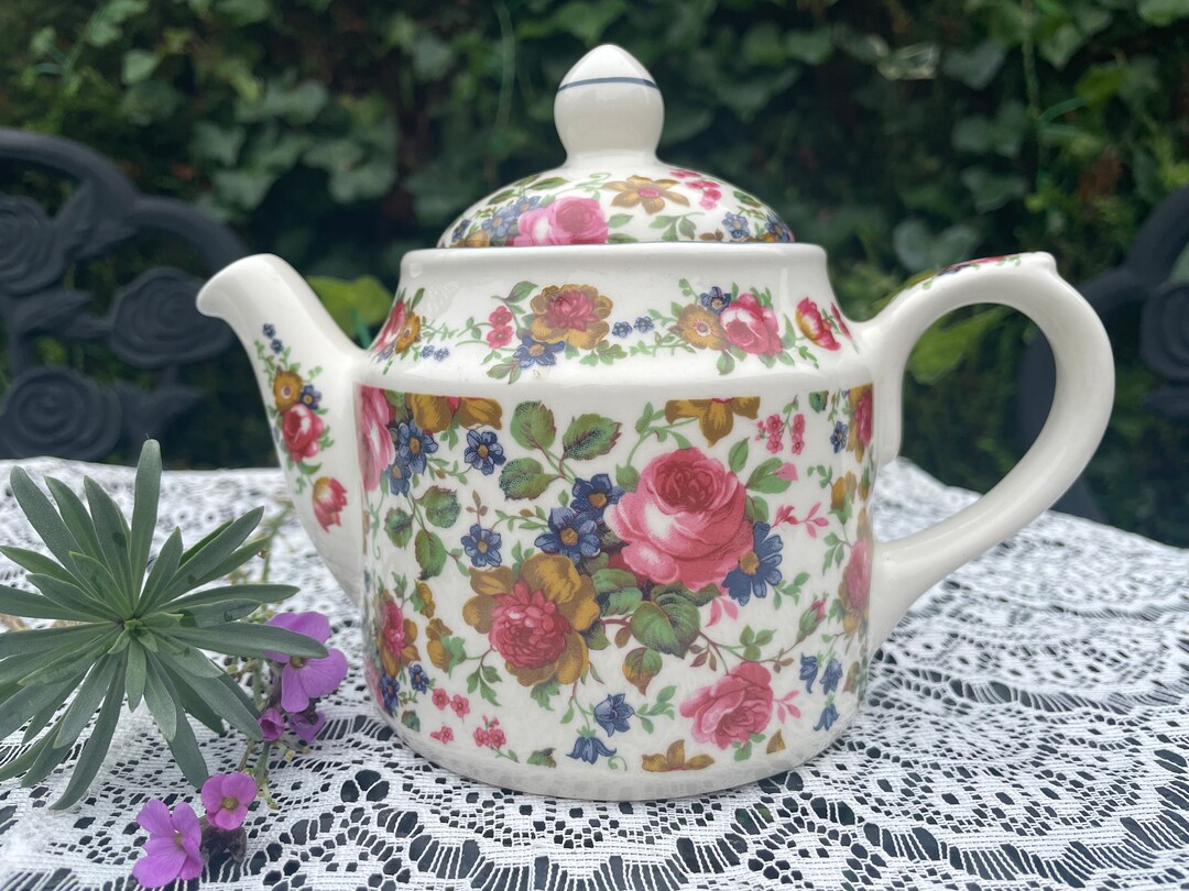 A James Sadler Olde Chintz Floral Teapot Etsy