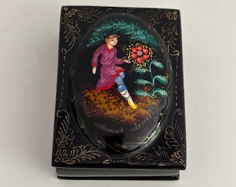 Vintage Russian Lacquer 'palekh' Troika Box by Fedoskino, Stunning