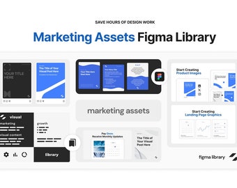 Marketing Assets Figma Library - Templates for Landing Pages, Product Images, and Social Media Content - Save Hours of Design Work