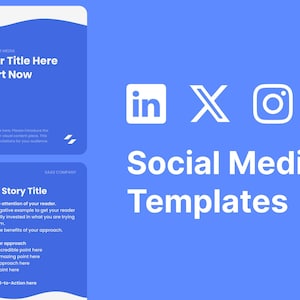 May include: A blue and white graphic design template for social media posts. The template features the text "X vs Y" and "Your Title Here Start Now". The template also includes the text "Social Media Templates" and icons for LinkedIn, Instagram, and Twitter.