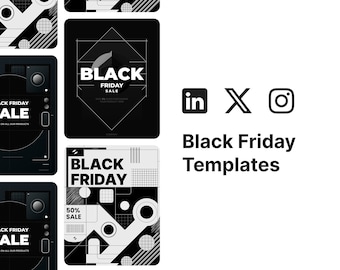 Black Friday Social Media Templates - Dark & White - Instagram, Twitter, LinkedIn - 3 Instagram Post Minimalist Business Templates - Figma