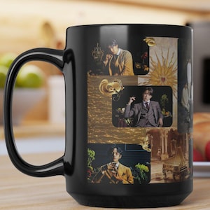 Tazza nera BTS da 15 once, regalo di lusso BTS, regalo accogliente per i fan, Bangtan ideale per compleanni o festività, regalo Kpop, regalo dell&#39;esercito, regalo per sorella,