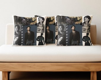 Jungkook BTS pillow | BTS Jungkook Decorative Pillow | Cute K-Pop Gift for Fans | Cozy BTS Fan Pillow with Photos & Name | Army Gift .