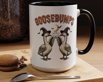 Goosebumps Mug, Halloween mug, Witch Geese mug, Halloween Funny Geese mug, Funny Animal Gift, Autumn Gift, Farm animal gift.
