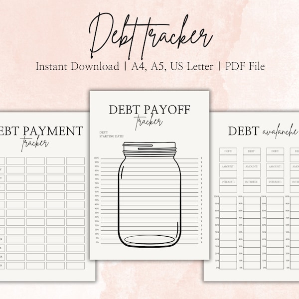 Debt Zahlung Tracker - Payoff tracker - Debt Lawine - Digital oder Print - A4, A5, US Letter