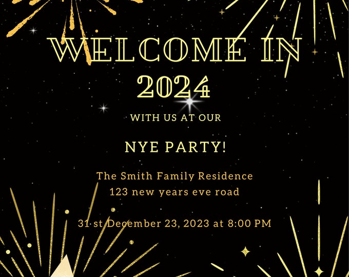 New Years Eve Party Invite Template Etsy New Years Eve Party Invite Template Etsy