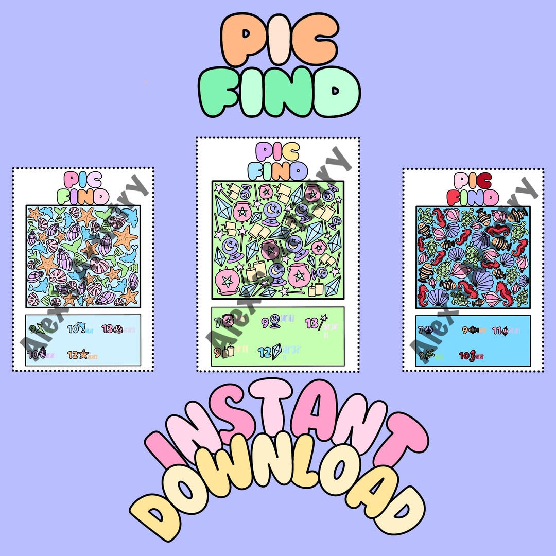 PIC FIND, Colouring Pages, Digital Colouring, 11 Designs - Etsy