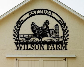Custom Chicken Farm Sign, Personalized Farmhouse Metal Sign, Outdoor Barn Wall Art, Country Chicken Decor, Rustic Gifts for Farmers