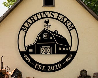 Personalized Barn Metal Sign, Rustic Entryway Decor, Country Home Wall Art, Farmhouse Gifts, Custom Barn Sign, Custom Farm Sign, Farmer Gift