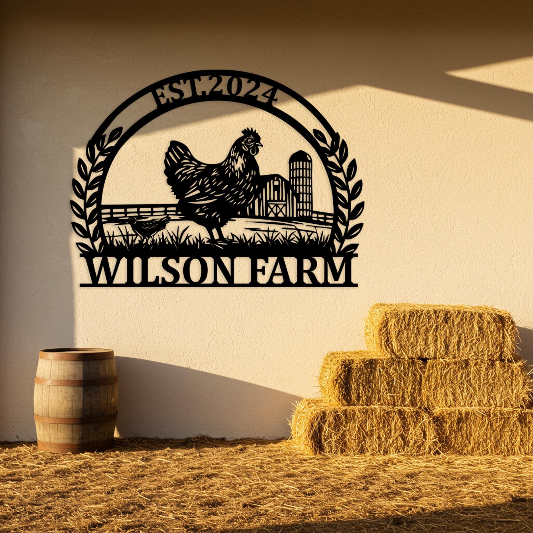 Custom Chicken Farm Sign, Personalized Farmhouse Metal Sign, Outdoor ...