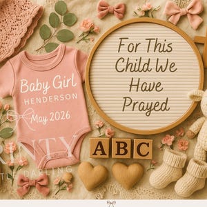 Religious Pregnancy Announcement Template Baby GIRL Announcement Digital Pregnancy Announcement For this Child Have Prayed Baby announcement