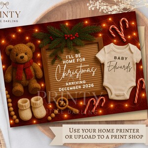 Christmas Digital Pregnancy Announcement Due in December Baby Announcement Baby Gender Neutral Editable Custom baby birth announcement gift