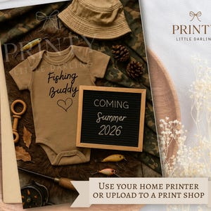 Fishing Buddy Baby Announcement Outdoor Baby Reveal Summer Pregnancy reveal gender announcement baby fishing theme announce secret baby news