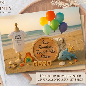 Rainbow Baby self edit Digital Pregnancy Announcement Gender Neutral Reveal for Social media template Sweet Rainbow pregnancy after loss