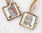 Miniature Watercolour House Portrait, New home illustration in a cute mini frame,  house Painting in Brass Frame , house warming, new home