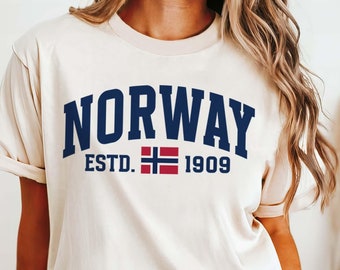 Norway Shirt Comfort Colors Oslo Crewneck Norwegian Flag Scandinavian Tee Nordic Apparel Norway Gift for Norway Trip Norwegian Vacation