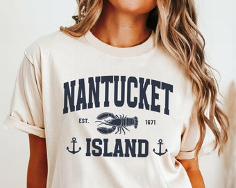 Nantucket Varsity Crewneck Nantucket Bachelorette Shirt Massachusetts Beach Shirt New England Lobster Shirt Nantucket Summer Vacation Tee