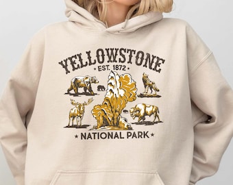 Yellowstone National Park Hoodie Yellowstone Traveler Gift for National Park Lovers Vintage Yellowstone Trip Hoodie Old Faithful Sweatshirt