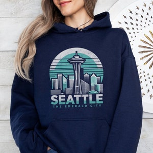 Seattle Washington Hoodie Seattle Sweatshirt Washington State Sweater Pacific Northwest Hoodie PNW Space Needle Gift Rainier Pike Place Gift