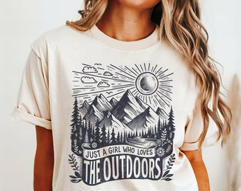 Just a Girl Who Loves The Outdoors Shirt Vintage Outdoor Adventure Shirt National Parks Gift For Her Outdoor Lover Shirt Parks Traveler Gift