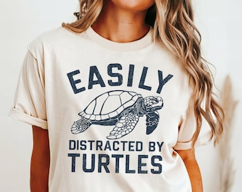 Turtle Lover Shirt Turtle Gift Easily Distracted By Turtles Shirt Funny Gift for Turtle Lover Animal Lover Sea Turtle Beach Shirt Coverup