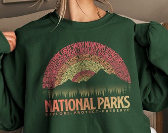 Bluza z kapturem Vintage Sunset 63 National Parks USA National Parks Gift National Parks Sweter Granola Girl Gift for Camping Lover