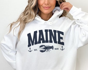 Maine Sudadera Maine Sudadera con capucha Retro Maine Trip Camisa Vintage Maine Camisa Langosta Camisa Acadia National Park Camisa de viaje Maine Regalo de recuerdo