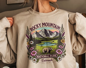 Sudadera del Parque Nacional de las Montañas Rocosas Colorado Crewneck Parques Nacionales Amante Regalo para su Colorado Suéter CO Tee Granola Girl Sudadera