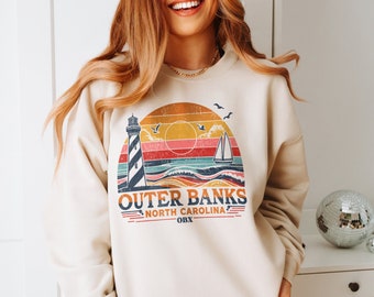 OBX Sweatshirt Outer Banks Sweater Outerbanks Crewneck North Carolina Sweatshirt NC Crewneck Pogue Life Lighthouse Sweater Beachy Sweatshirt